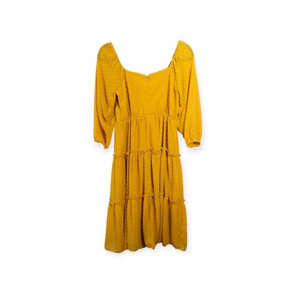 J.Crew Marigold Yellow Embroidered Polka Dot Tiered Midi Dress Size 4P Wedding G - Picture 2 of 9